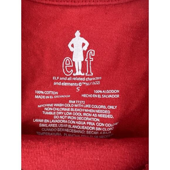 Elf Christmas Shirt Mens Small Red Holiday Pullover Short Sleeve Cotton Unisex - Picture 5 of 7